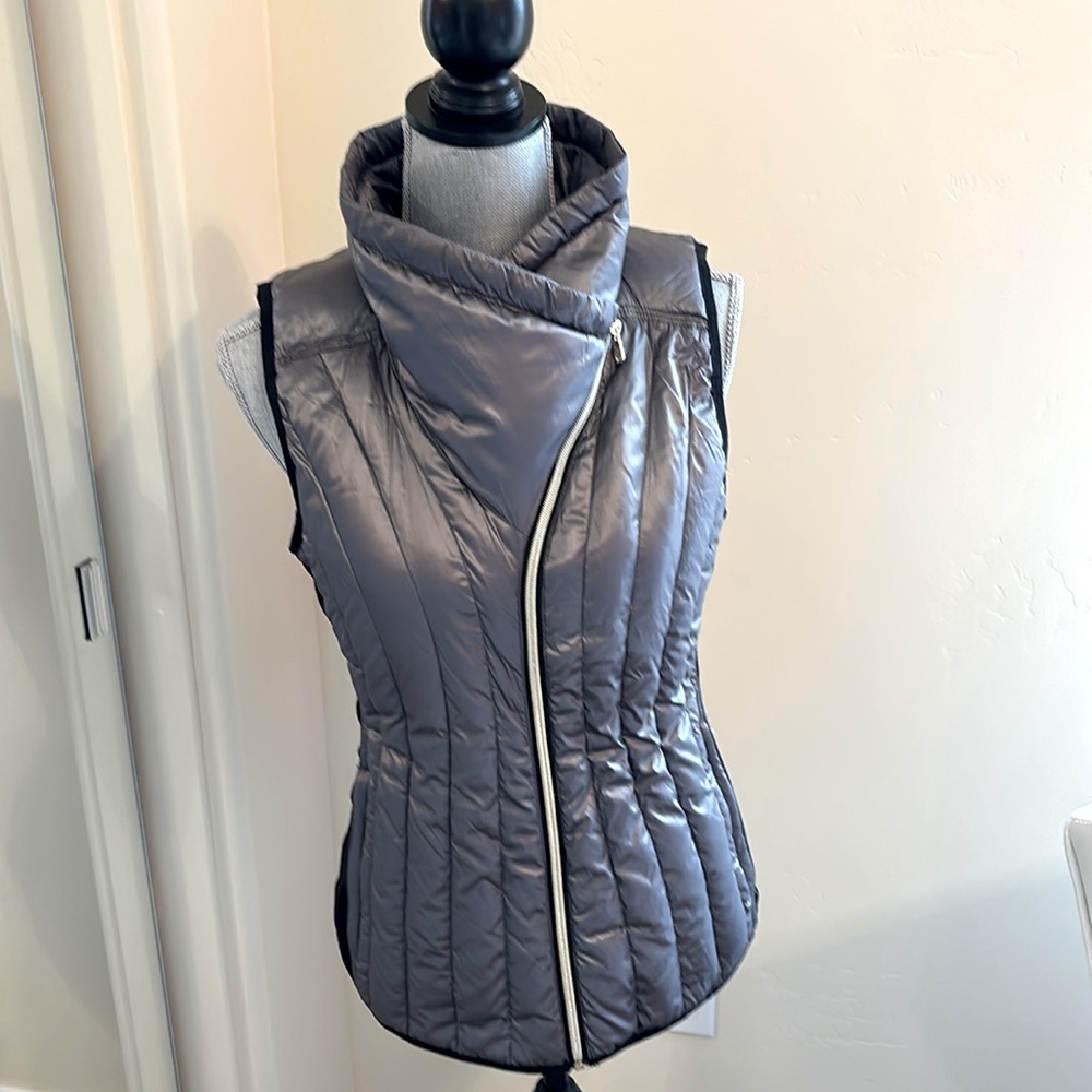 Calvin Klein Down Vest. Size S. Like New! Grey sheen body with black accents.